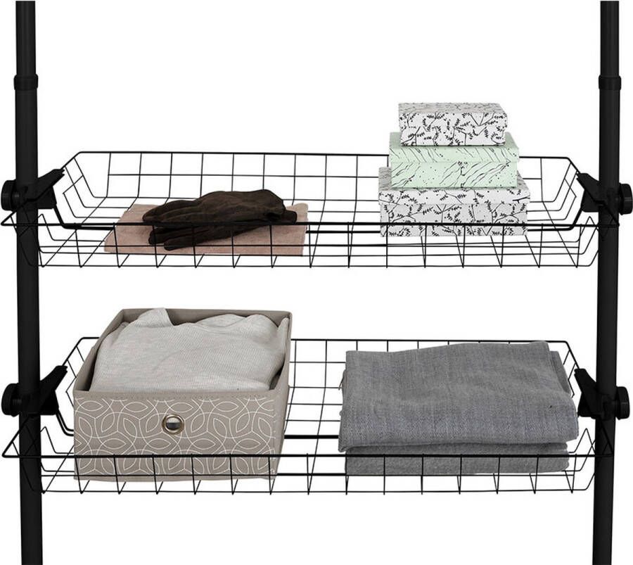 Wenko Modulair zwart rek Horizontale telescopische kledingroede 2 stuks Ophangen zonder boren - Foto 5