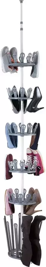 Wenko Schoenen carrousel telescopisch grijs 6200090100 Ophangen zonder boren Verstelbaar Uitschuifbaar - Foto 2