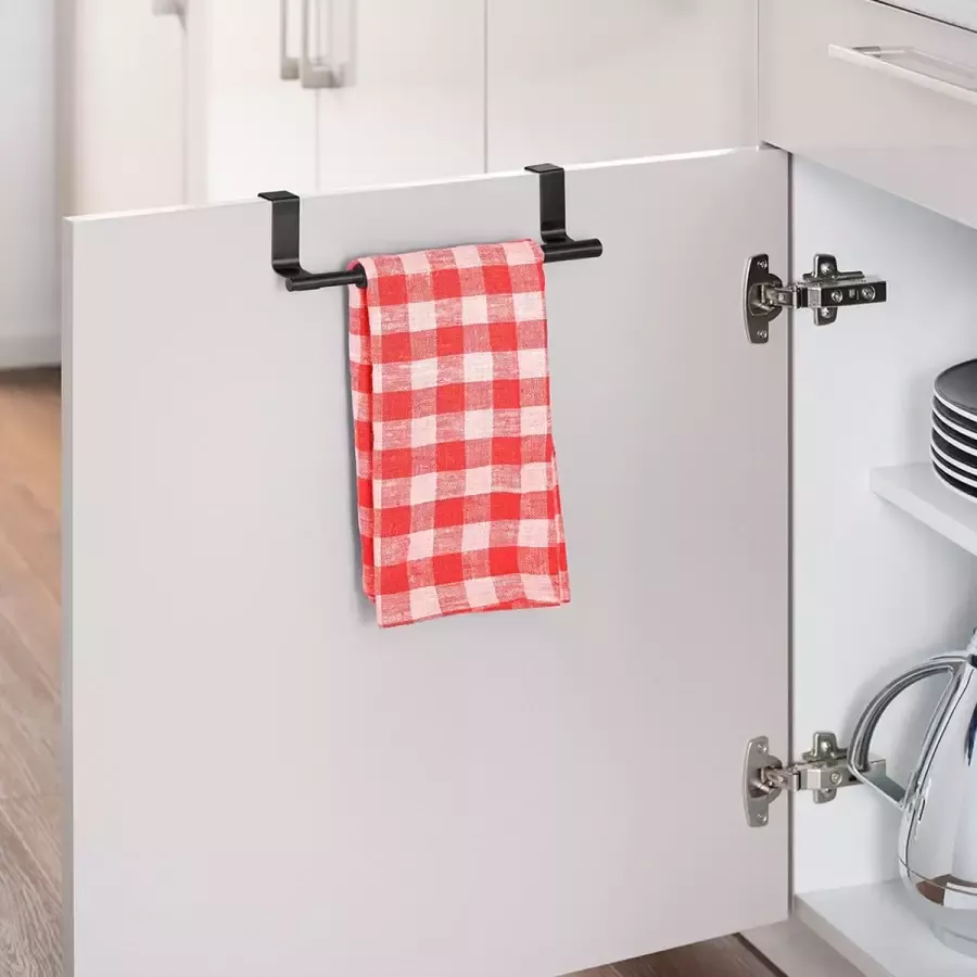 Wenko Uitschuifbare handdoekrek keukenkast zwart Ophangen zonder boren Uitschuifbaar 36 tot 60 cm uitschuifbaar