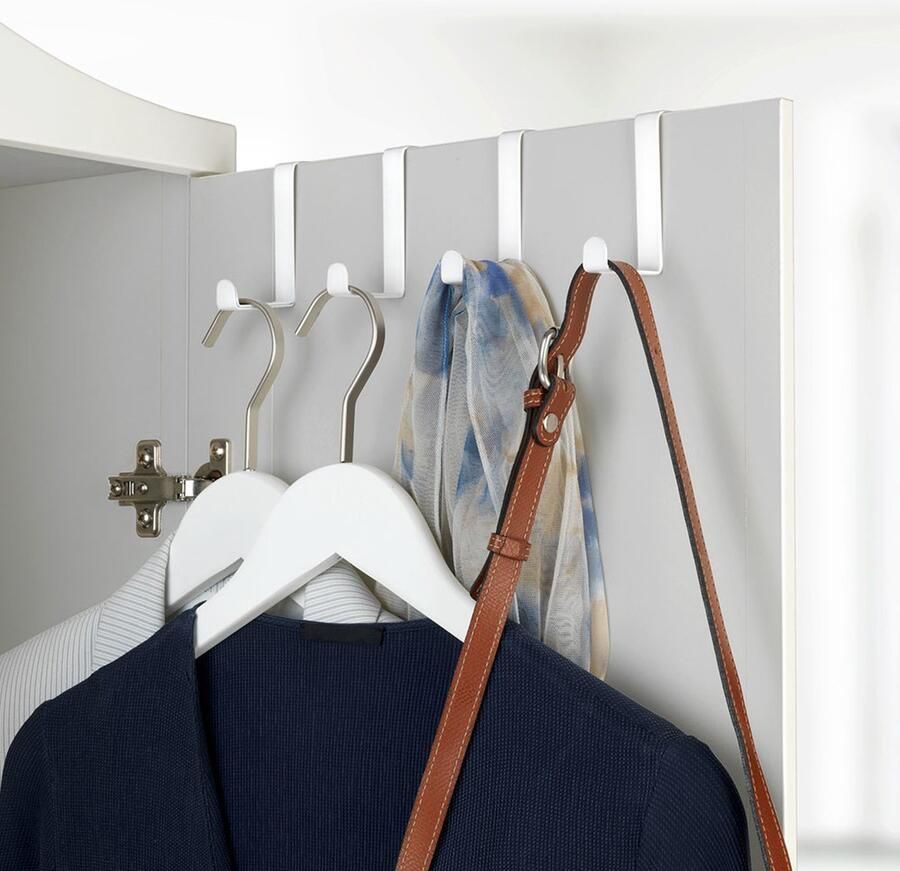 Wenko Deurhaken opdek en stompe deur zwart 4 stuks 23175100 Ophangen zonder boren Geschikt voor opdekdeur Geschikt voor stompe deur