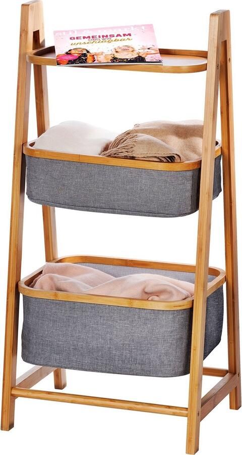 Wenko Opbergkast 44 X 91 X 34 Cm Bamboo polyester Bruin grijs - Foto 2