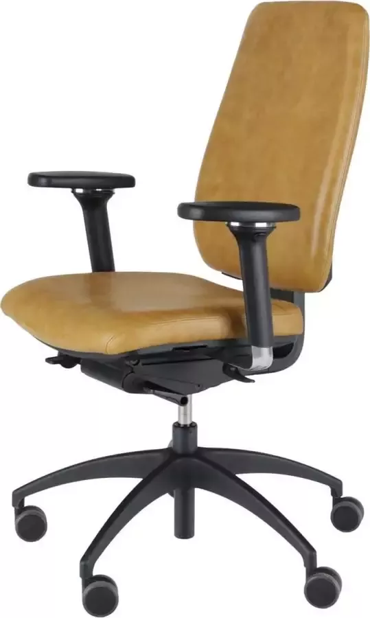 Wesjon P7 ergonomische bureaustoel echt leer lichtbruin kleur Stelvio Sand vintage leer andere kleuren leverbaar