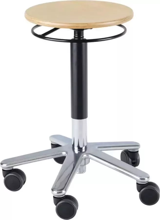 Wesjon PEB3010 Tabouret houten zitting onzichtbare montage chrome