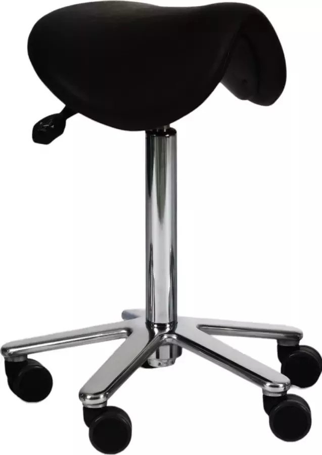 Wesjon Zadelkruk PEB080 echt leer hoogte verstelbaar zithoek instelbaar verrijdbaar kleur Off-Black - Foto 2