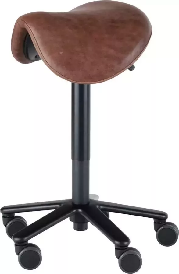 Wesjon Zadelkruk PEB080 echt leer hoogte verstelbaar zithoek instelbaar verrijdbaar kleur Stelvio Brown
