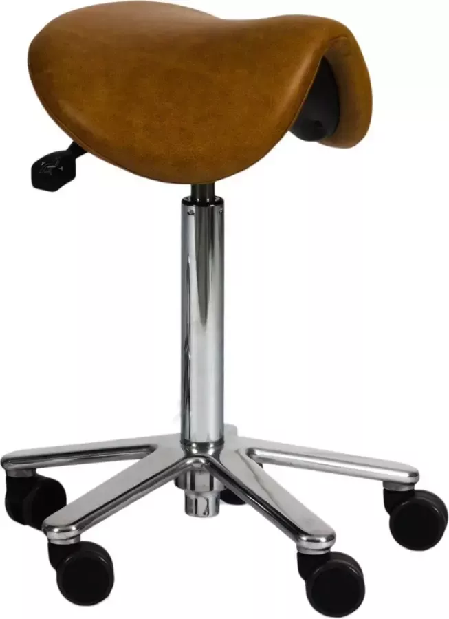 Wesjon Zadelkruk PEB080 echt leer hoogte verstelbaar zithoek instelbaar verrijdbaar kleur Stelvio Sand