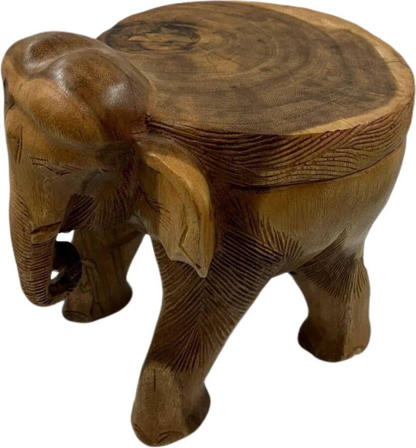 Western Deco Houten Aziatische Kruk Olifant 31x24x30 cm Olifant Woonaccessoire