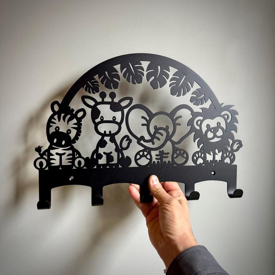 Weterings Store Safari Kinderkapstok Staal 400mm 5 Haakjes Zwart - Foto 2