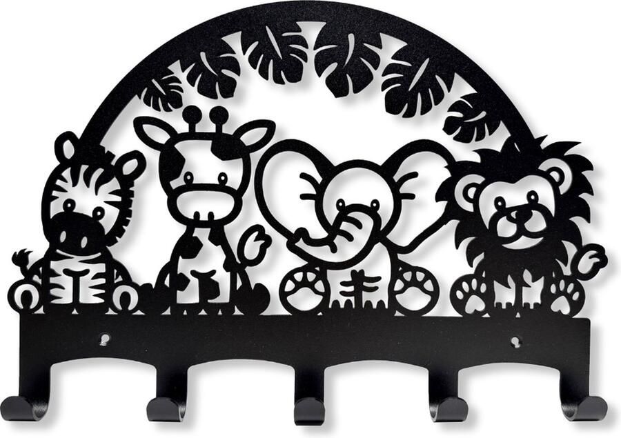 Weterings Store Safari Kinderkapstok Staal 400mm 5 Haakjes Zwart