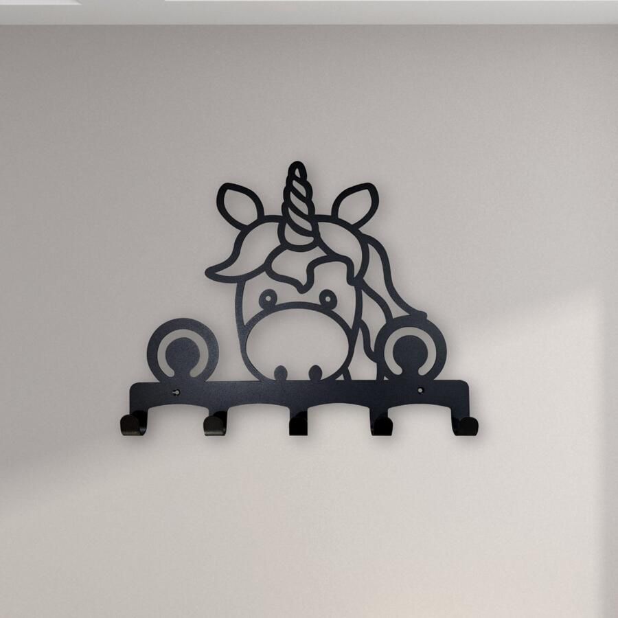 Weterings Store Unicorn Kinderkapstok Staal 400mm 5 Haakjes Zwart