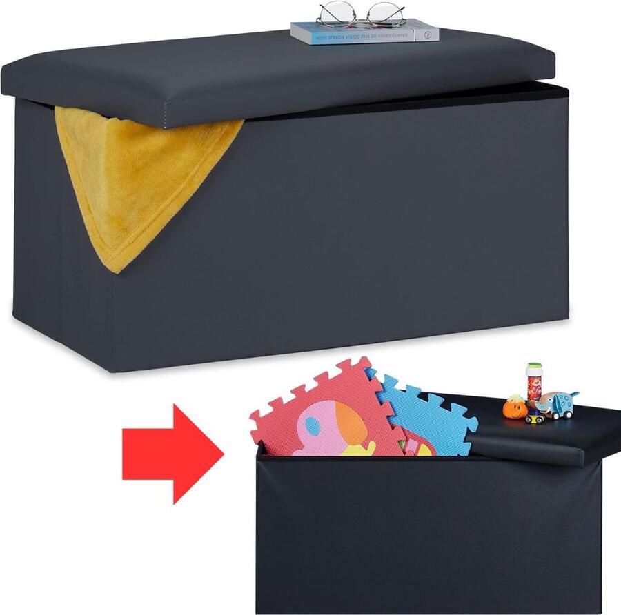 White-Label Dekenkist Binnen Opbergkist Opbergkast Dekenkist Donker Grijs