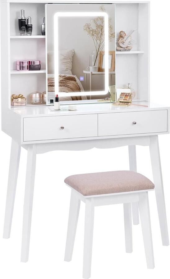 White-Label Kaptafel Kind Make up Tafel voor Meisjes Schminktafel Wit