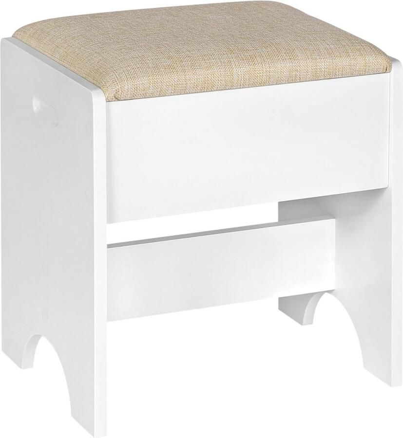 White-Label Make up Stoel Kaptafel Kruk Visagie Wit met Beige