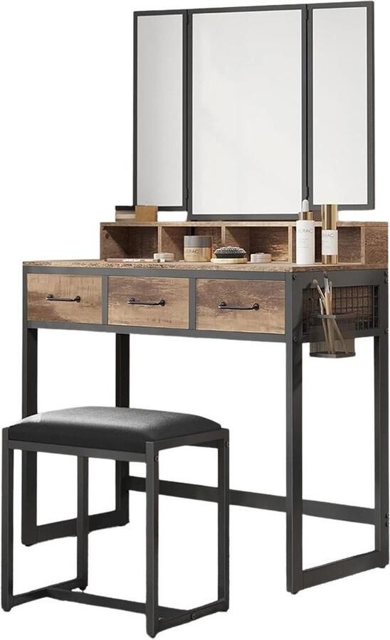 White-Label Make up Tafel Kaptafel met Spiegel Hout