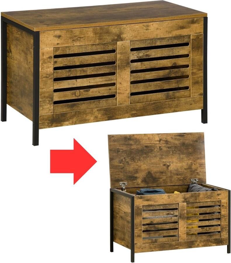 White-Label Tuinkast Hout Opbergkast Dekenkist Bruin