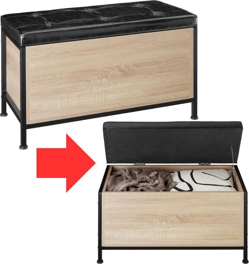 White-Label Tuinkast Hout Opbergkast Dekenkist Bruin met Zwart