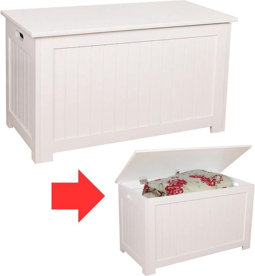 White-Label Tuinkast Hout Opbergkast Dekenkist Wit