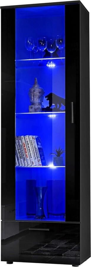 DailySupplies DailySuppliess Vitrinekast met Glas Dressoir Kasten Opbergkast Zwart