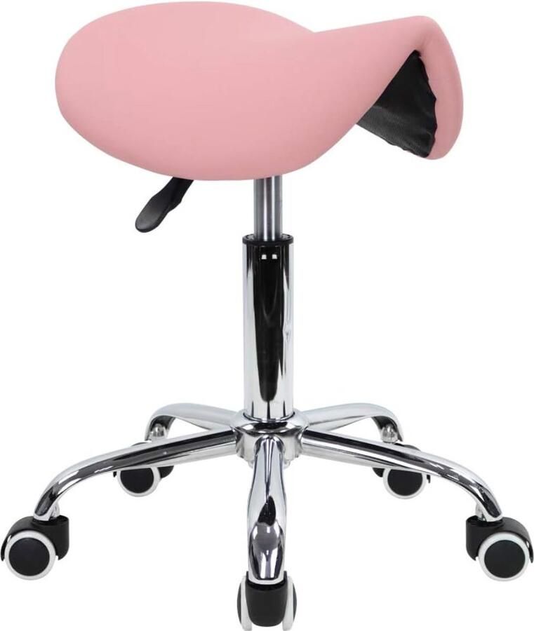 White-Label Zadelkruk op Wielen Kapperskruk Ergonomisch Tabouret Roze