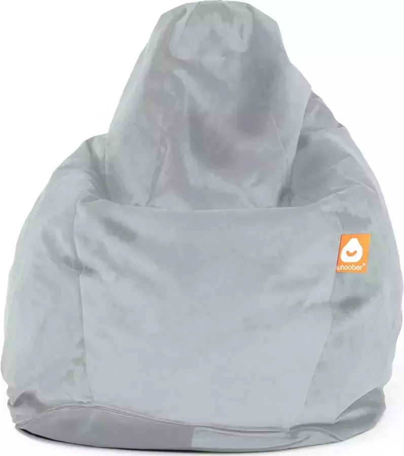 Whoober peervorm zitzak Barca velvet grijs Wasbaar Zacht en comfortabel Voor 12:00 uur besteld zelfde dag verzonden!