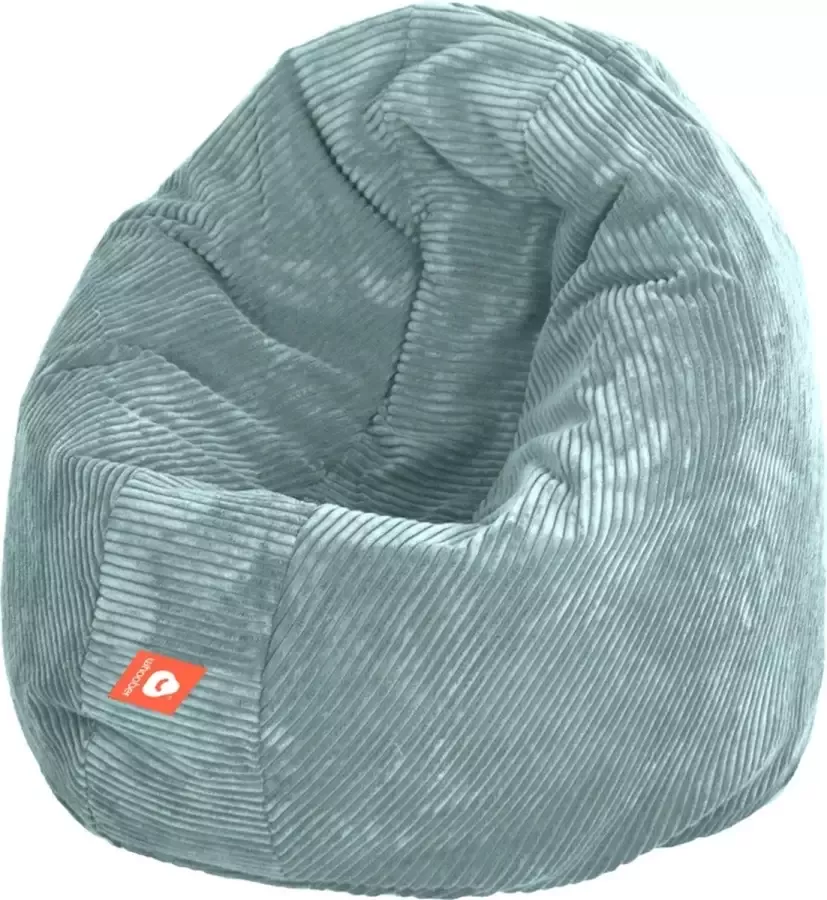 Whoober ronde zitzak Ibiza M ribcord aqua blauw Wasbaar Zacht en comfortabel