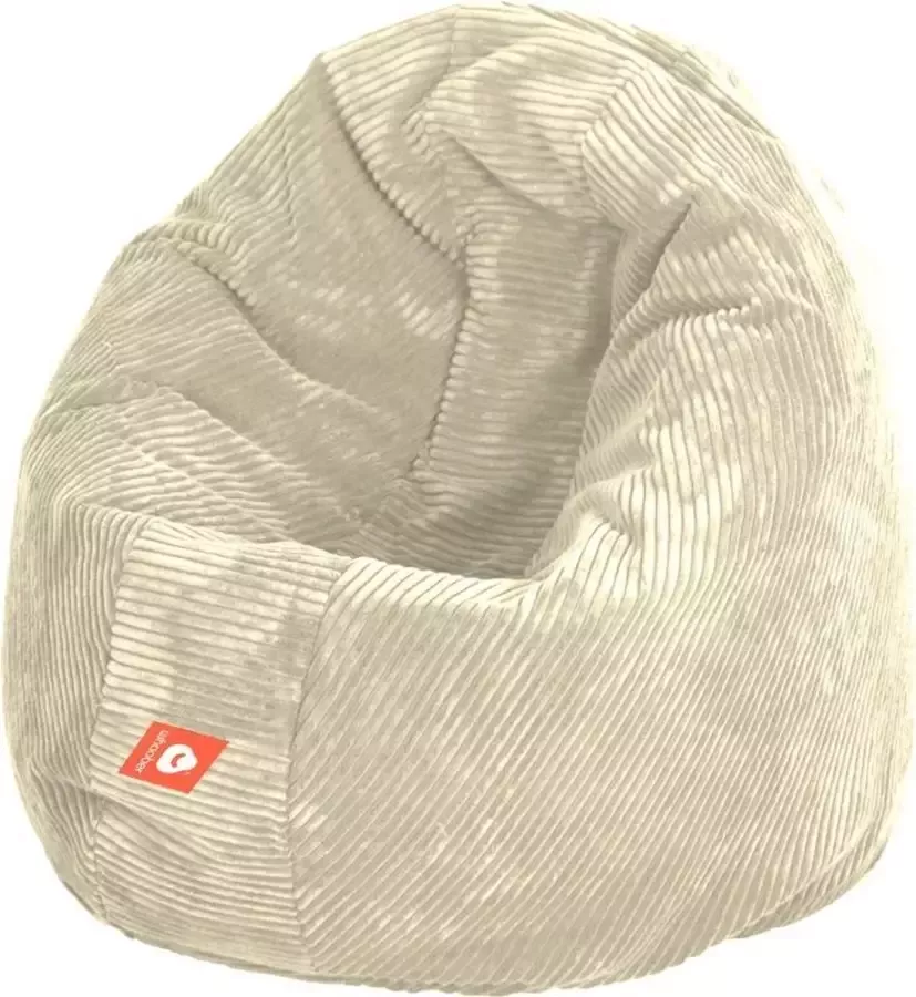 Whoober ronde zitzak Ibiza M ribcord crème Wasbaar Zacht en comfortabel