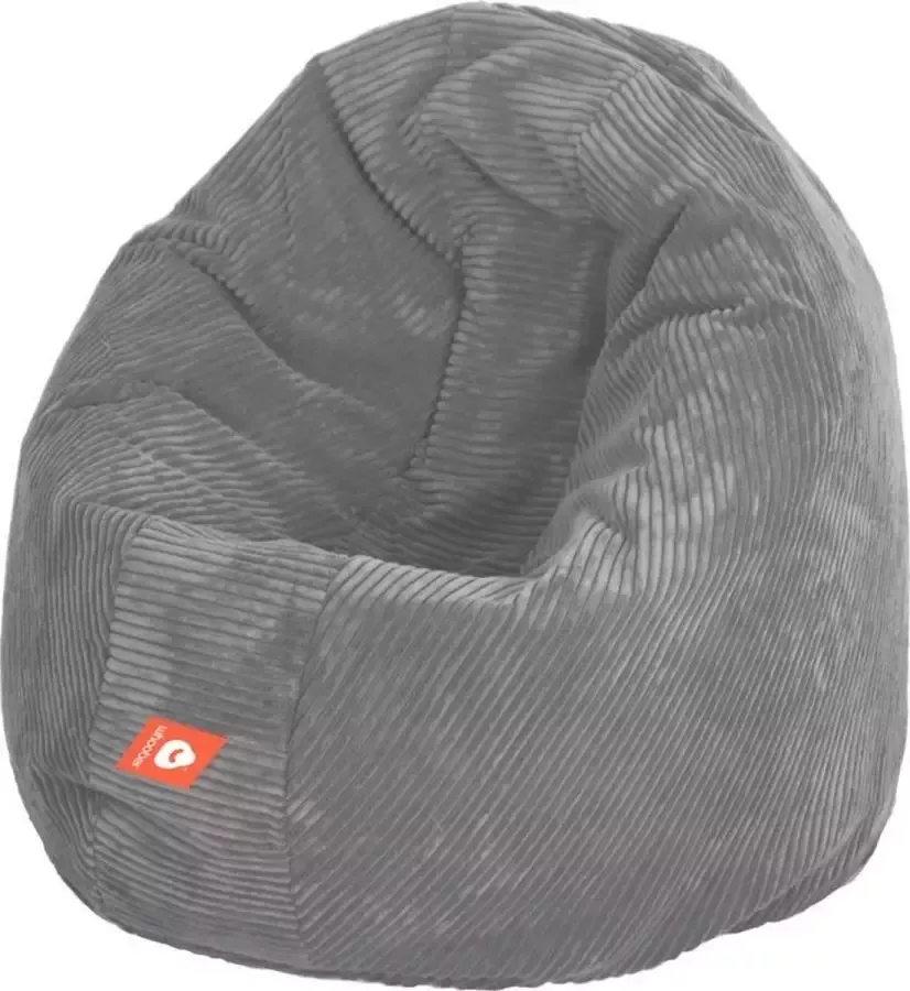 Whoober ronde zitzak Ibiza M ribcord grijs Wasbaar Zacht en comfortabel