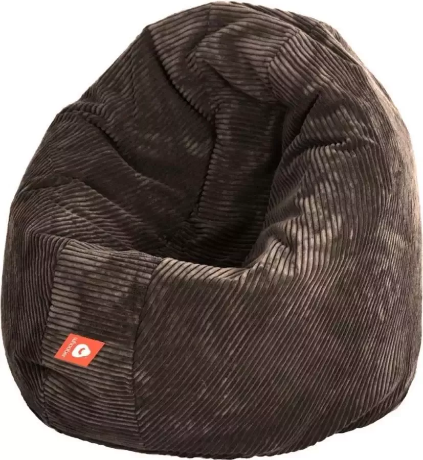 Whoober ronde zitzak Ibiza M ribcord taupe Wasbaar Zacht en comfortabel