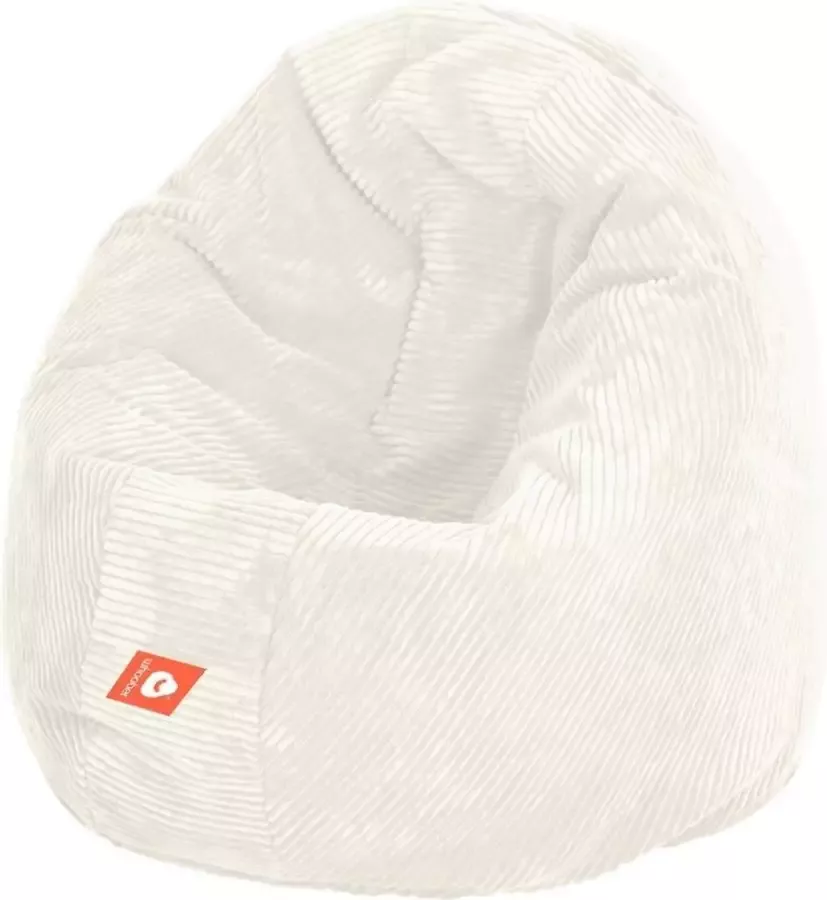 Whoober ronde zitzak Ibiza M ribcord wit Wasbaar Zacht en comfortabel