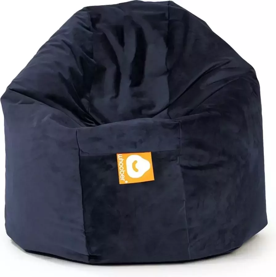 Whoober ronde zitzak Ibiza M velvet marine blauw Wasbaar Zacht en comfortabel