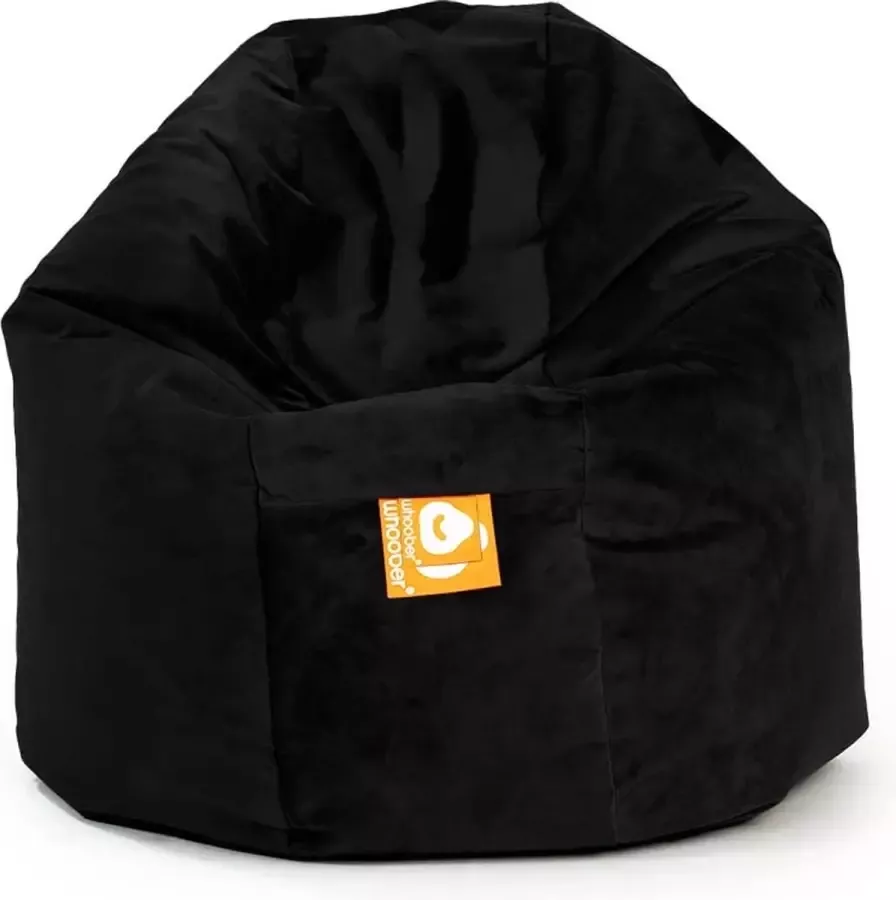 Whoober ronde zitzak Ibiza M velvet zwart Wasbaar Zacht en comfortabel