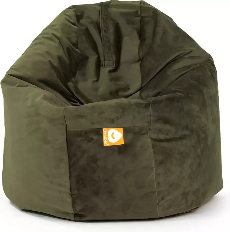 Whoober ronde zitzak Ibiza XL velvet kaki Wasbaar Zacht en comfortabel