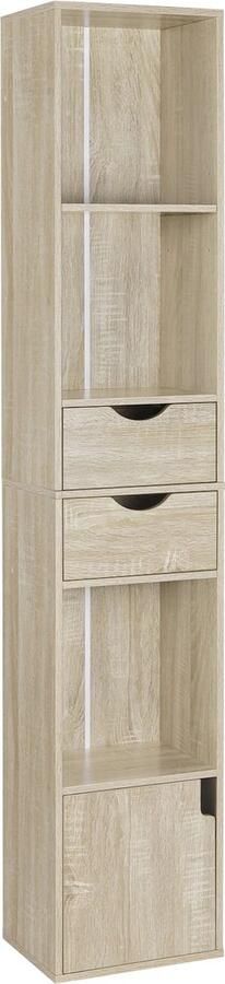 Whoopr Boekenkast Staande Plank met Lade en Deur Kast Boekenrek Thuis & Kantoor Display Opbergplanken Organizer voor Woonkamer Decor 24x30x157 cm