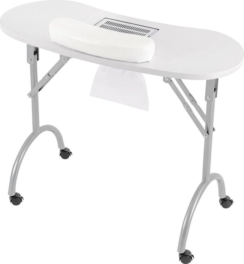 Whoopr Opvouwbare Nageltafel met Wielen Inklapbaar Tafel Nagelsalon Multifunctionele Draagbare Manicure Tafel met MDF Tafelblad voor Thuis en Nagelstudio's 90x40x72 5 cm