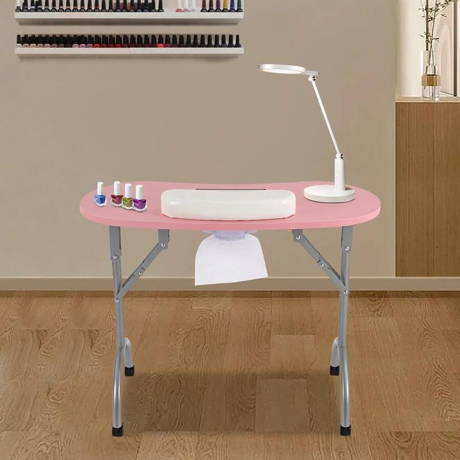 Whoopr Opvouwbare Nageltafel met Wielen Inklapbaar Tafel Nagelsalon Multifunctionele Draagbare Manicure Tafel met MDF Tafelblad voor Thuis en Nagelstudio's 90x40x72 5 cm
