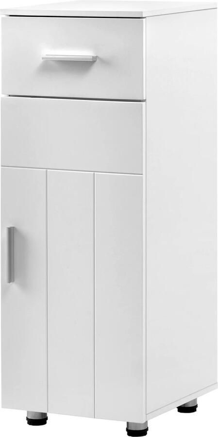 Whoopr Vrijstaande Badkamerkast met 1 Lade en Verstelbare Divider Kast Badkamer Zijkabinet voor Entree Woonkamer Keuken en Slaapkamer 30x30x80cm