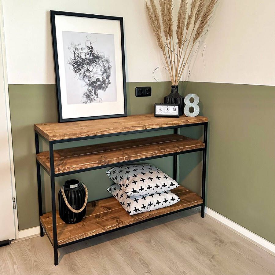 Wibema Meubelen Industriële sidetable Lasco 140 x 35 x 80 cm Hout en Staal Handgemaakt