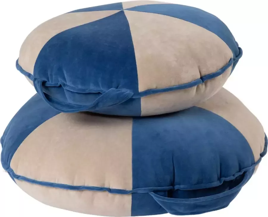 Wigiwama Cookie Beanbag Velvet Deep Blue Beige Big