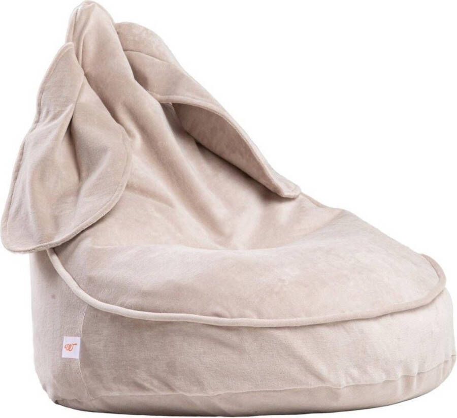 Wigiwama Kinder Zitzak Bunny Velvet Beige Zitzak Kind Zitzak kinderkamer zitzak met oren beanbag speelkamer of woonkamer