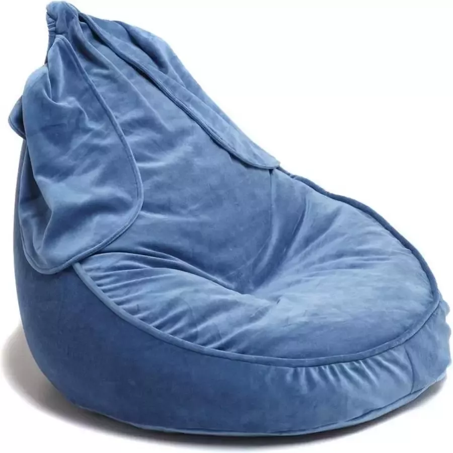 Wigiwama Kinder Zitzak Beanbag Bunny Kinderkamer Velvet Blue Zitzak Kind Zit Zak 100% OEKO- Tex Katoen