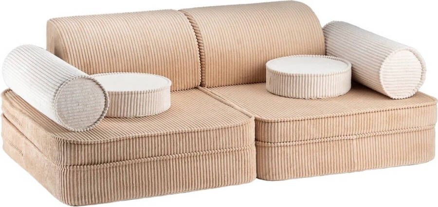 Wigiwama Modulaire speelbank Brown Sugar Lounge en speelbank kinderen kinder speelbank bankje kinderkamer comfortabel en zacht duurzaam speelbankje speelsofa OEKO-TEX gecertificeerd modulaire speelset- zitzak kinderen