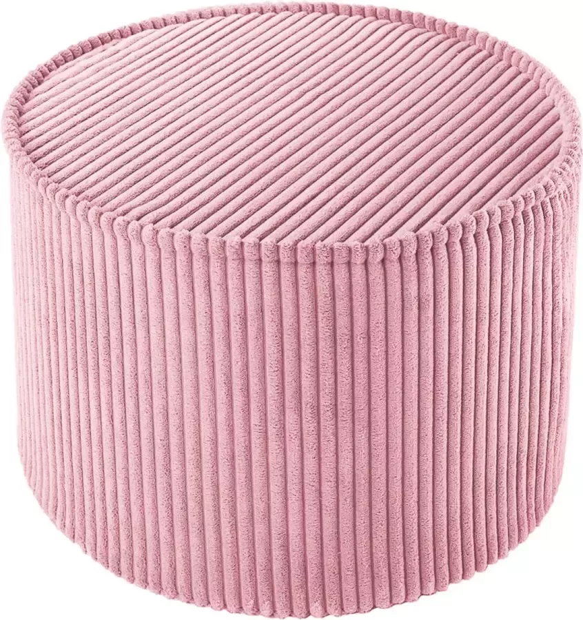 Wigiwama Corduroy Pouffe Poef Ø40x25cm Pink Mousse