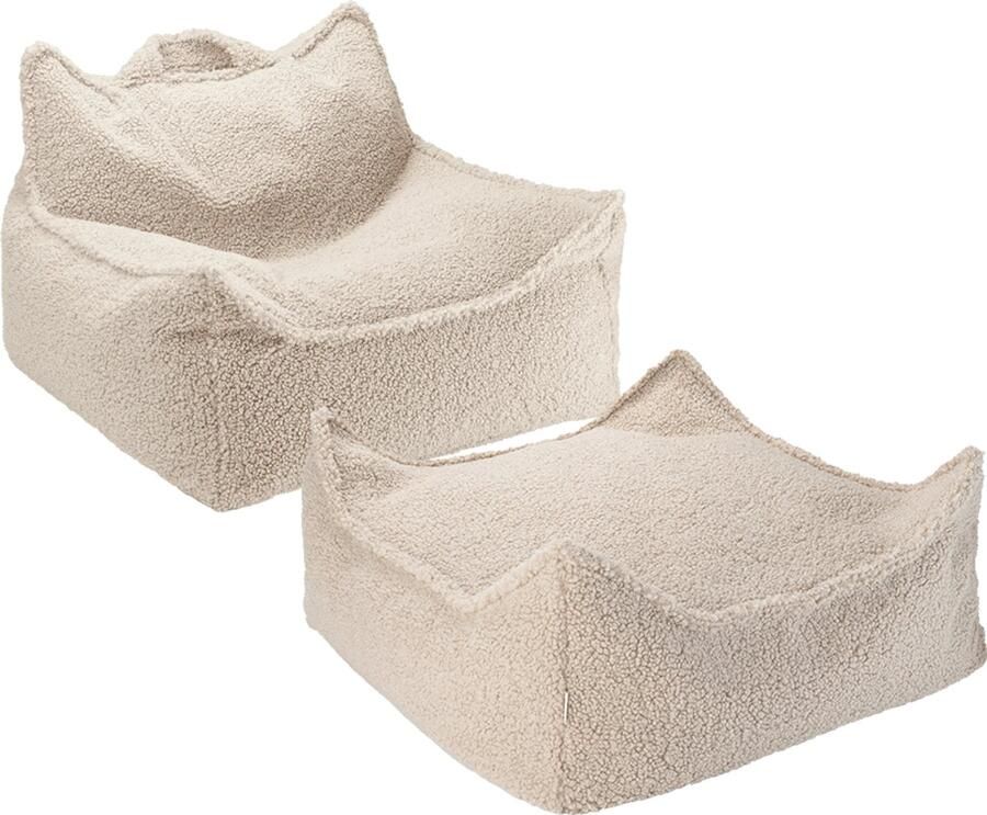 Wigiwama Beanbag Chair Zitzak met Ottoman Biscuit