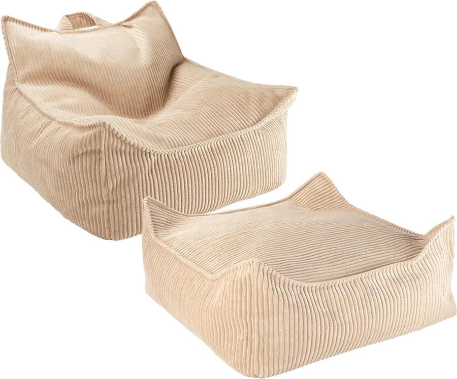 Wigiwama Beanbag Chair Zitzak met Ottoman Brown Sugar