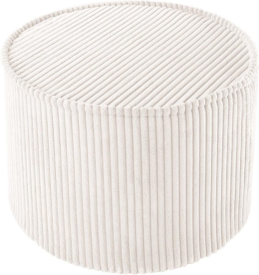 Wigiwama Corduroy Pouffe Poef Ø40x25cm Marshmallow