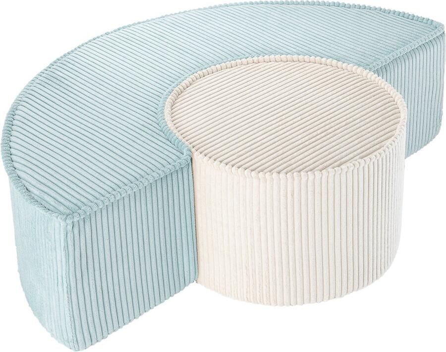 Wigiwama Corduroy Pouffe Set Poef Set 92x65x26cm Peppermint Green