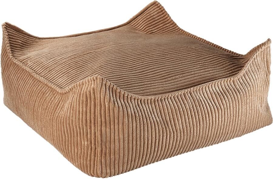 Wigiwama Corduroy Square Ottoman Poef 80x70x50cm Toffee