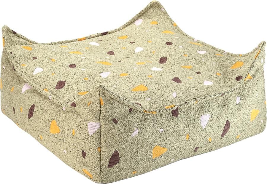 Wigiwama Teddy Square Ottoman Poef 80x70x50cm Terrazzo Moss