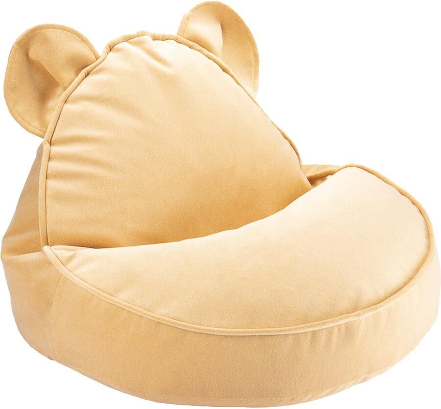 Wigiwama Velvet Bear Beanbag Chair Zitzak Ø60x42cm Salted Caramel
