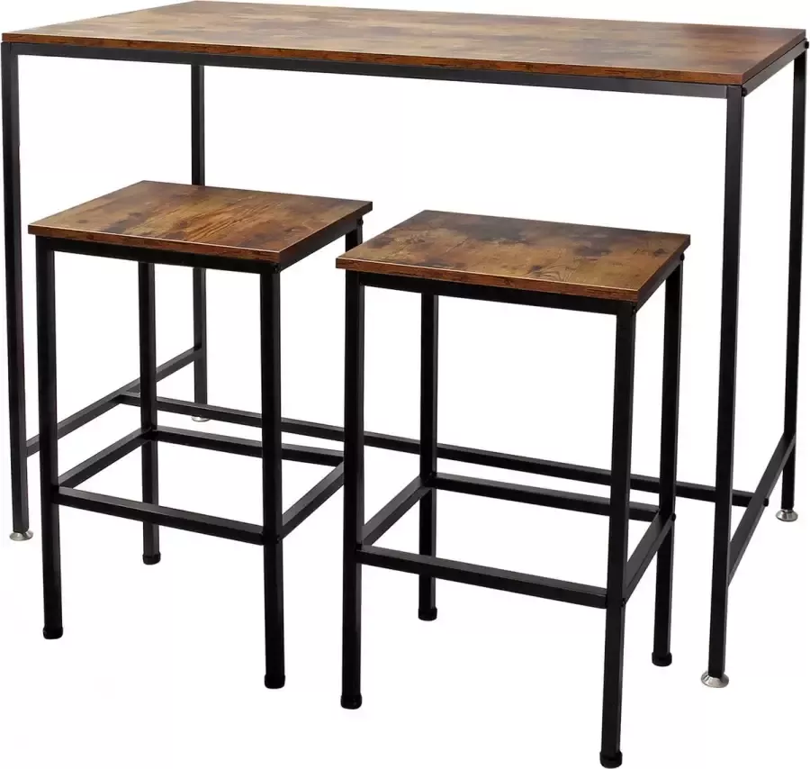 Wildanger Technik Wildanger bartafel met 2 barkrukken vintage 120 x 60 x 90 cm